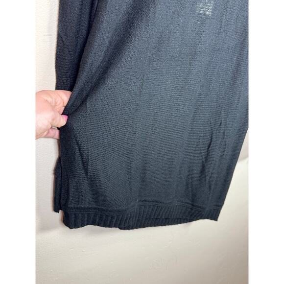 NWT Ann Taylor Cowl Neck Asymmetrical Hem Open Knit Lightweight Black Sweater M - Picture 4 of 9